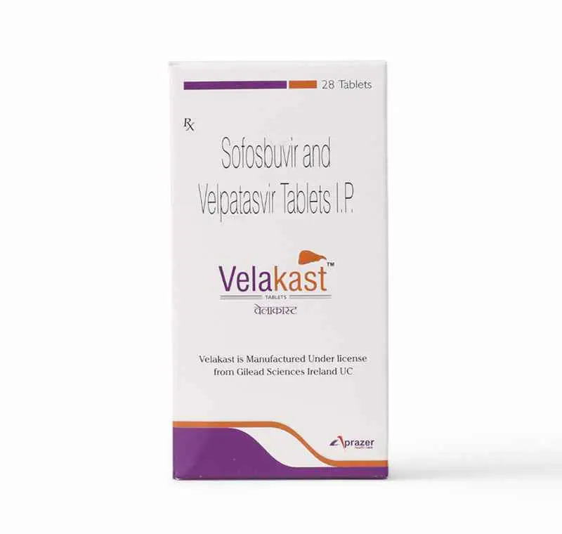 Velakast - Sofosbuvir 400mg and Velpatasvir 100mg 28 Tablets (Epclusa) - Antiviral Medication