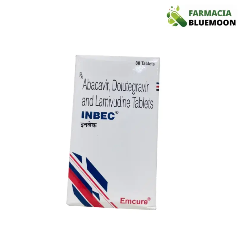 Abacavir 600mg + Dolutegravir 50mg + Lamivudina 300mg (Inbec) x 30 Comprimidos - Medicamento Genérico para Infecção por HIV-1