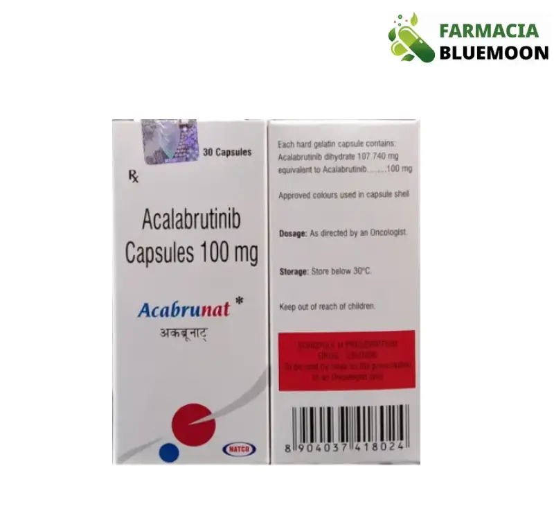 Acalabrutinibe 100 mg (Acabrunat) x 30 Cápsulas - Medicamento Genérico para Leucemia Linfocítica Crônica, Linfoma Linfocítico de Pequenas Células e Linfoma de Células do Manto