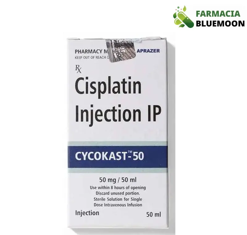 Cisplatina 50 mg / 50 ml (Cycokast) Injeção - Medicamento Genérico para Cânceres de bexiga, ovário, testículo, pulmão e colo do útero