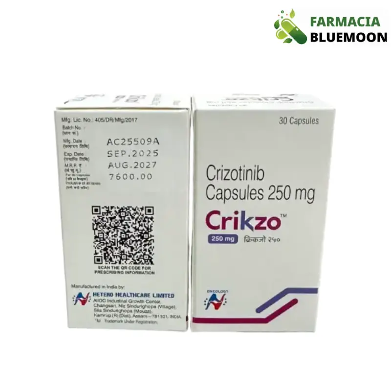 Crizotinibe 250 mg (Crikzo) x 30 Cápsulas - Medicamento Genérico para Câncer de Pulmão de Células Não Pequenas (CPCNP) Positivo para ALK e ROS1
