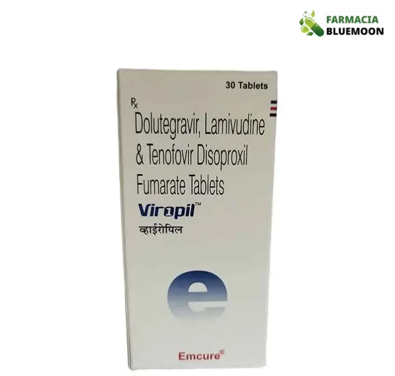Dolutegravir 50 mg + Lamivudina 300 mg + Tenofovir Disoproxil Fumarato 300 mg (Viropil) x 30 Comprimidos - Medicamento Genérico para Infecção por HIV-1