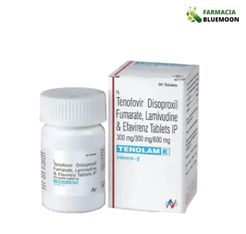 Efavirenz 600 mg + Lamivudina 300 mg + Tenofovir Disoproxil Fumarato 300 mg (Tenolam E) x 30 Comprimidos - Medicamento Genérico para Infecção por HIV-1