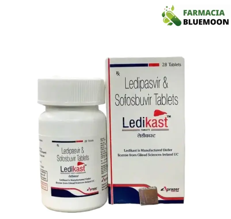 Ledipasvir 90 mg / Sofosbuvir 400 mg (Ledikast) x 28 Comprimidos - Medicamento Genérico para Infecção Crônica por Hepatite C