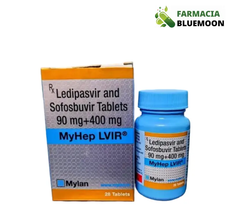 Ledipasvir 90 mg / Sofosbuvir 400 mg (Myhep Lvir) x 28 Comprimidos - Medicamento Genérico para Infecção Crônica por Hepatite C