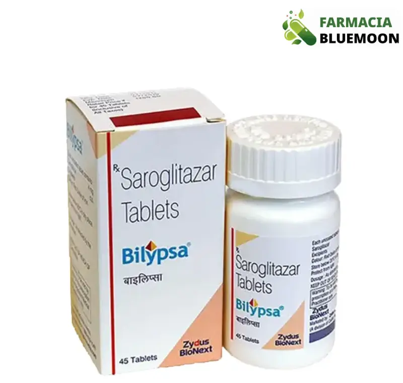 Saroglitazar 4mg (Bilypsa) x 45 Comprimidos - Medicamento Genérico para Diabetes tipo 2 e dislipidemia