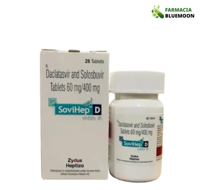 Daclatasvir 60 mg / Sofosbuvir 400 mg (Sovihep D) x 28 Comprimidos - Medicamento Genérico para Hepatite C
