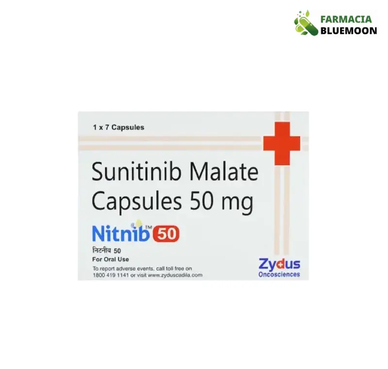 Sunitinibe 50mg (Nitnib 50) x 7 Cápsulas - Medicamento Genérico para Câncer de rim, tumores estromais gastrointestinais e tumores neuroendócrinos pancreáticos