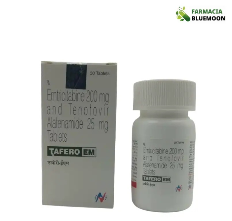 Tenofovir Alafenamida 25 mg + Emtricitabina 200 mg (Tafero EM) x 30 Comprimidos - Medicamento Genérico para Infecção por HIV