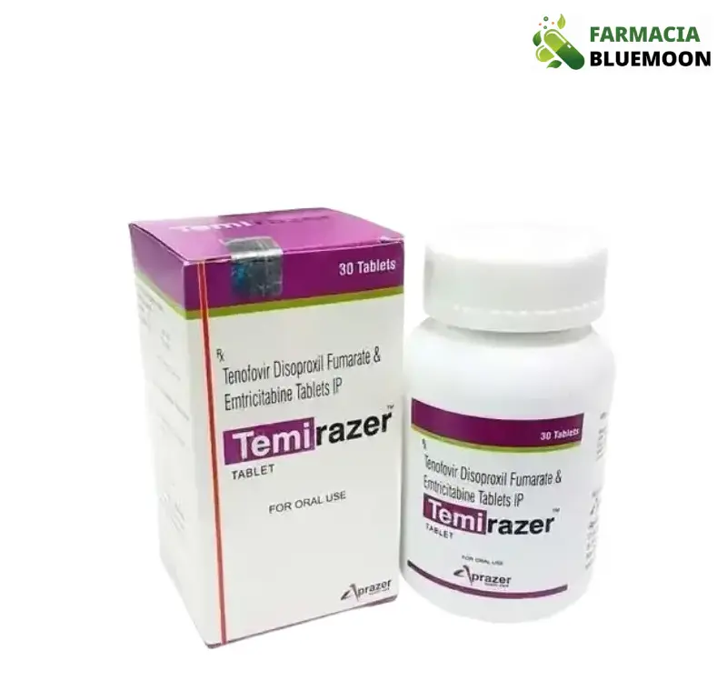 Tenofovir Disoproxil Fumarato 300 mg / Emtricitabina 200 mg (Temirazer) x 30 Comprimidos