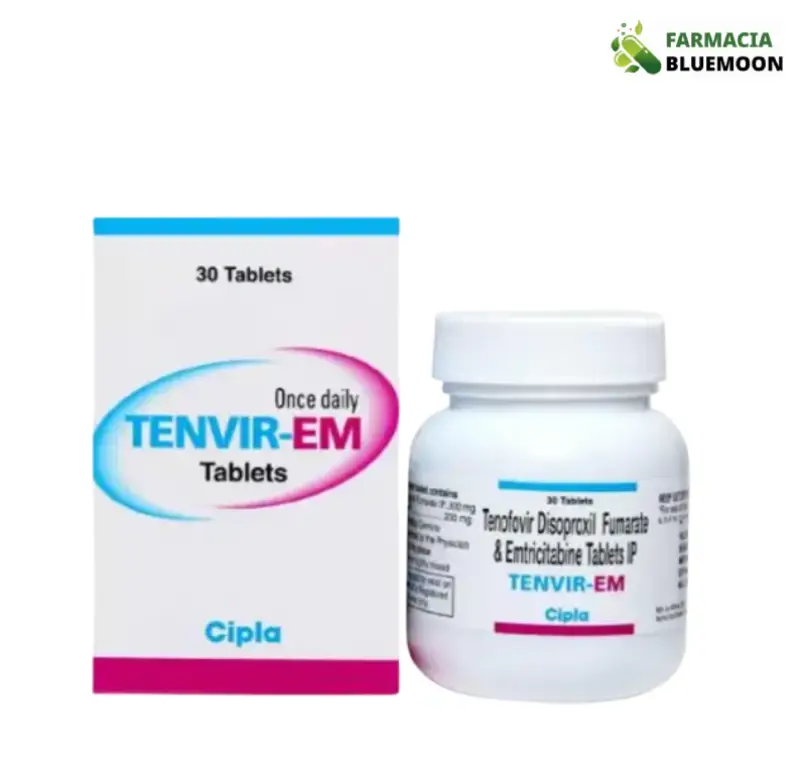 Emtricitabina 200 mg + Tenofovir Disoproxil Fumarato 300 mg (Tenvir-EM) x 30 Comprimidos - Medicamento Genérico para Infecção por HIV-1